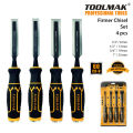 Wood Firmer Chisel Set 4 PCS Blade with Parkerizing for Rust Protection Chrome-Vanadium Steel Professional Heavy Duty for Woodworking. 