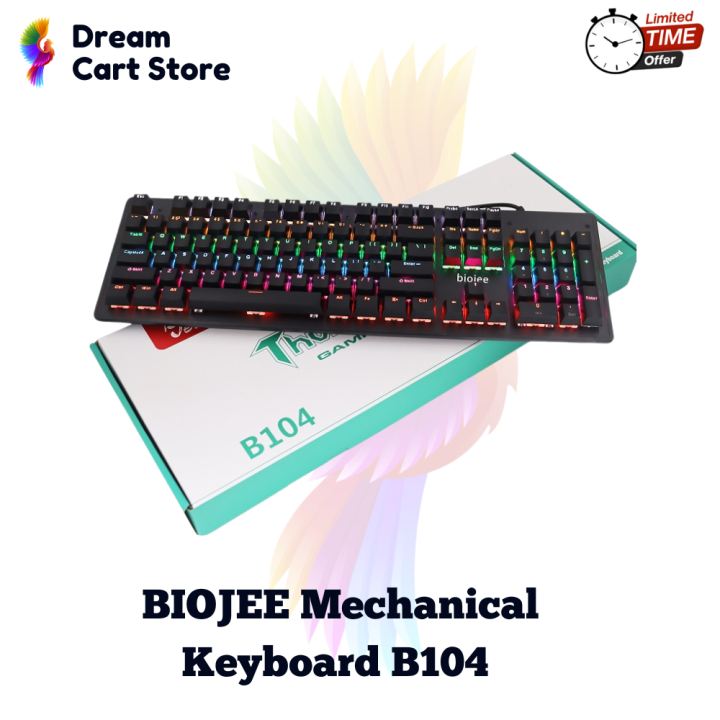 BIOJEE Mechanical Keyboard 104 Keys B104 USB Interface RGB Backlit Blue ...