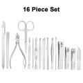 High Quality Nail Clipper Stainless Steel Nails 19 PC Set Manicure Ear Eyebrow Pedicure Scissors Tool Nail Cutter. 