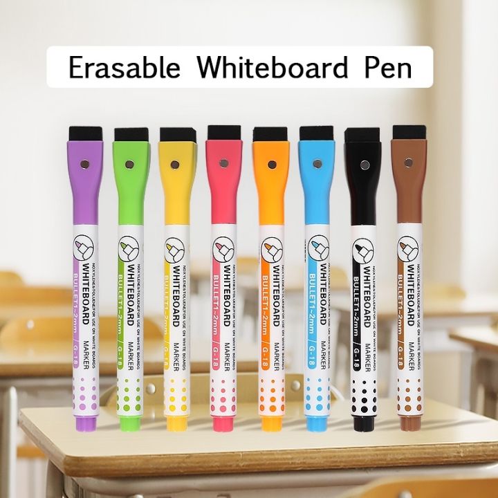 8 Colors Magnetic Dry Erase Markers Fine Tip Erasable Whiteboard Pens for Kids Teachers Office School Student Classroom