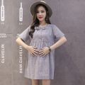 Maternity Summer Dress Short-Sleeved Top Women's Summer Korean Style Fashion Short Shirt Fashionable Mom Outer Wear Loose-Fitting Peasant Blouse Skirt. 