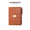 MATEYOYO Women's Wallet PU Rhombus Fashion Purse Embroidered Card Wallet Thread Buckle Short Purse Zipper Co-in Pocket Temperament Diamond Plaid Short Wallet Multifunctional Card Wallet. 