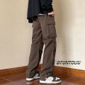American New Cargo Pants Trendy Multi-Pocket Charging Pants Men's Spring and Autumn Loose Straight Trousers All-Matching Casual Pants. 