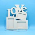 Wooden Hollow Love Photo Frame for 3 Pictures DIY Home Decor with String - Burlywood. 