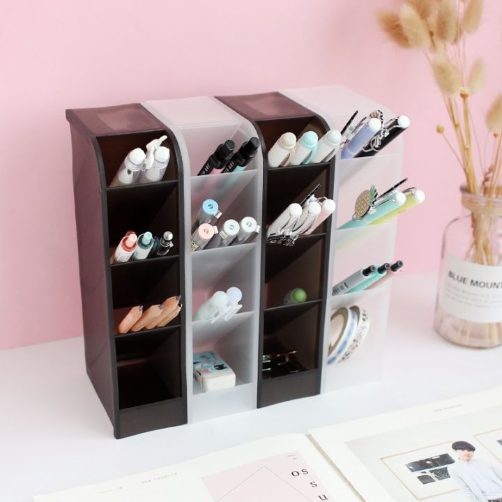 %E3%80%90WEJA%E3%80%91Pen%20Holder%20Office%20School%20Storage%20Case%20Clear%20White%20Black%20Plastic%20Box%20Pen%20Pencil%20Organizer%20Multi-function%204%20Grid%20Desk%20Accessories%20-%20Image%203