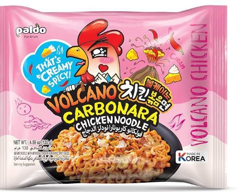 PALDO VOLCANO CARBONARA CHICKEN RAMEN PKT 130gm. KOREAN RAMEN NOODLE