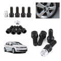 4+1 Black 14mm Wheel Bolt & Lock Lug Nut Set With Key For VW Golf Jetta Audi EB. 