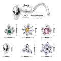 1pc Cat Alien Flower L Shape Nose Studs Nose Screw Bone Piercing Stud Pin Women Christmas Gift 20g CZ Stainless Steel Nose Rings. 