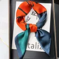 Luxury Brand 2024 Silk Square Scarf Women Cat Neck Hair Tie Band Beach Hijab Kerchief Head Headbands Bandana Female Foulard 70cm. 