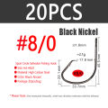 【SmartHorizon】Bimoo 20pcs Black Red Fishhooks High Carbon Steel Saltwater Sport Offset Circle Hooks Fishing Hooks Tackle 1/0 2/0 3/0 4/0 5/0. 