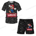 Cool Super Mario T-shirt Shorts Two-piece set Children's Clothing Sets Kids Boys Girls Tops Tee Mario Bros T-shirt Pants Suit. 