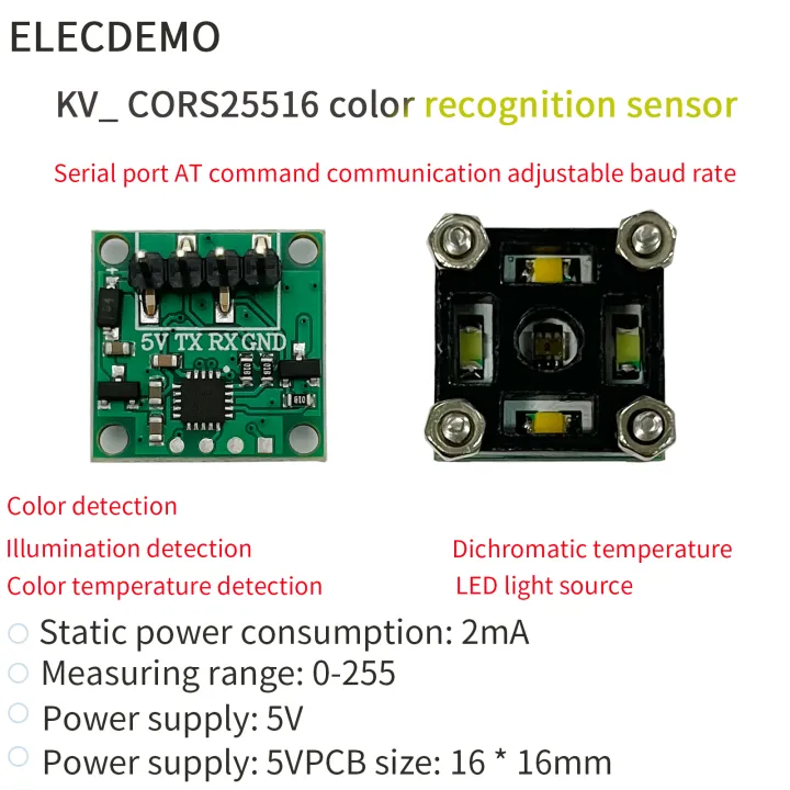 Colour Detecting Module Color recognition sensor module RGB tri-color illumination color ...