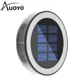 Auoyo solar led outdoor ground garden light Waterproof Courtyard Wall Step Lamp Decoration Solar Fence Light Round Warm Lighting. 