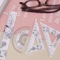 4 in 1 Cute Cartoon Ruler Stationery Set Multifunctional Combination Ruler Ruler Triangle Protractor Drawing. 