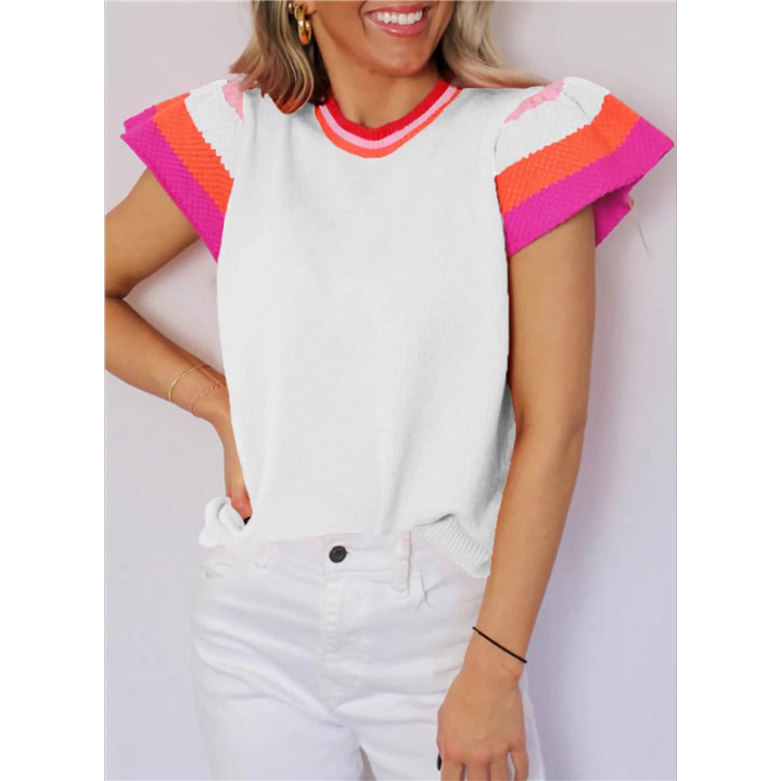 Womens%20Summer%20Cap%20Sleeve%20Tops%20White%20L%20-%20Image%205