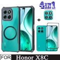 Honor X8C 4in1 Case Magnetic Sticker Shockproof Phone Case for Honor X8B X8A X7C Matte Ceramic Tempered Glass Back Film Screen Protector. 