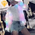Led Lighted Hoodie Led Light-up Hooded Jacket for Party Concert Colorful Glow Coat with Pockets Glow Jacket. 