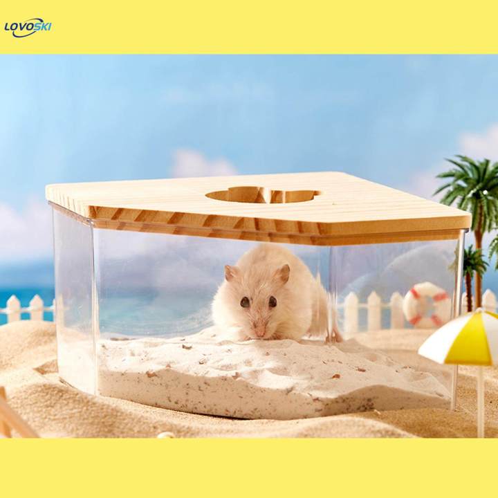 Hamster Sand Bath Box Clear Sand Basin Shower Bathtub Hamster Bath House for Gerbil Pentagram S