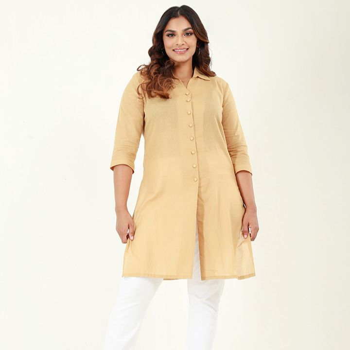 Spring and Summer ¾ Sleeves Cotton Kurtha with Side Slits