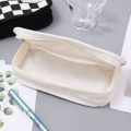 Multifunctional Stationery Storage Bag Black White Checkerboard Pattern Zipper Bag Large Capacity Canvas Pencil Case Portable Travel Makeup Tool Organizer. 