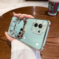 For Xiaomi Mi 11 Lite / 11 Lite 5G NE / 11 Back Cover with Cute Cat Makeup Mirror Stand Bracket Luxury 6D Plating Square Frame Phone Case Shiny Holder Soft Silicone Protective Cases Pouch Girls. 