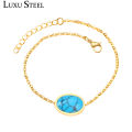 LUXUSTEEL New 20cm+3cm Extender Link Chain Bracelets Female Gift Blue/Red/Light Pink/Black Stone Bracelets Bangles Bijoux Party. 
