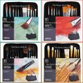 Art Nation Professional Artist Paint Brush Pinsel For Acrylic WaterColour Gouache Oil Special Mix 10 Pieces Set With Easy Carrying Case Pouch. 
