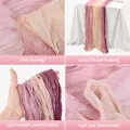 2Pcs Cheesecloth Table Runner Boho Table Runner Gradient Table Runner For Baby Shower Wedding Engagement Bridal Decor. 
