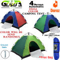 4 Person Automatic Camping Hiking Traveling Hunting Fishing Sleeping tent Adult Kids Four person outdoor water Resistant Sun Shelter Dome Pop up Tent with Carrying Bag 4P. 