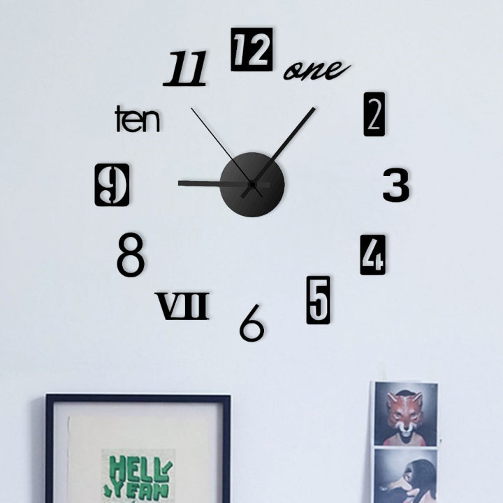 DIY Wall Clock New Modern Design Silent Acrylic English Numbers Wall Clocks for Home Living Room Wall Watch Stickers Decoration