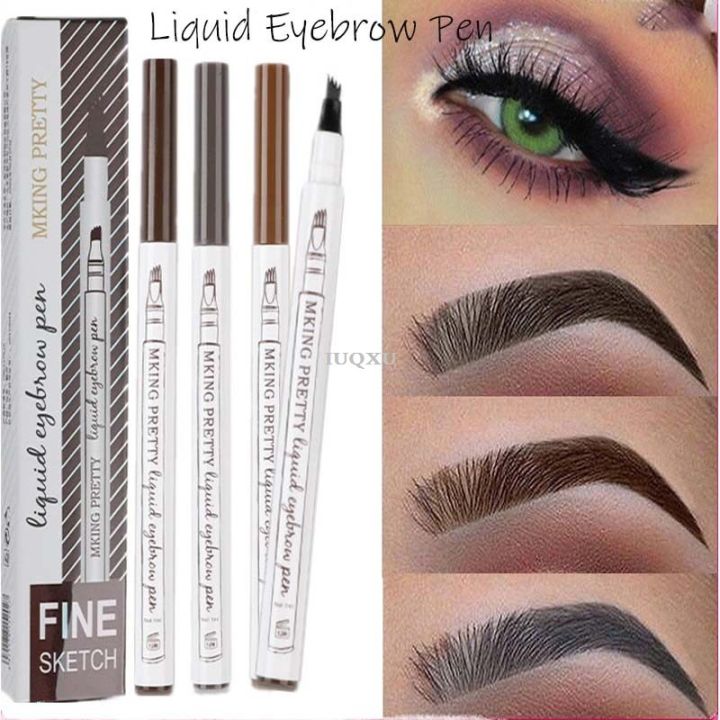 IUQXU Bonaishi Liquid Eyebrow Pen Makeup Waterproof Sweatproof 4 Colors OriginalLuxury Four fork Long Lasting Tattoo Super Natural 3D Microblading Eyebrow Pencil