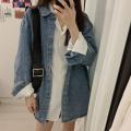 plus Size Fat mm Design Sense Denim Shirt Jacket Women Bandage Dress All-Matching Loose BF Preppy Style Retro Jacket. 