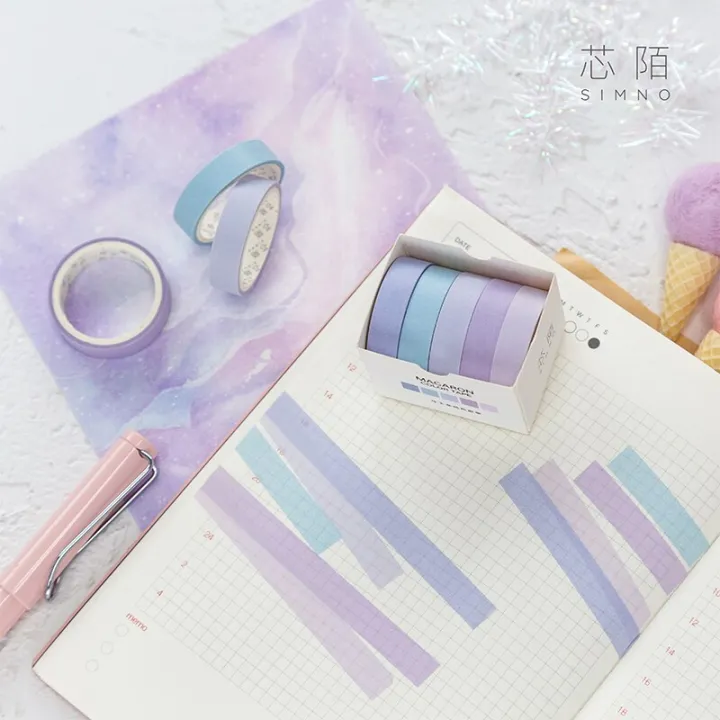 5pcs/set%20Macarone%20solid%20Tape%20Set%20Tape%20Cute%20School%20Suppliers%20Stationery%20Gift%20Presented%20-%20Image%205
