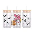 NEW Halloween Theme Cartoon Sanrio Pattern UV DTF Transfer Sticker Waterproof Transfers Decals For 16oz Glass Cup Wrap Stickers. 