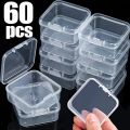 【HOT】 60/6PCS Mini Storage Box Transparent Square Plastic Box Earrings Jewelry Packaging Storage Small Square Box Jewelry Organizer. 