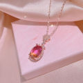 Jewelry set female New burnt ruby rings pendants necklace ear stud red open mouth. 