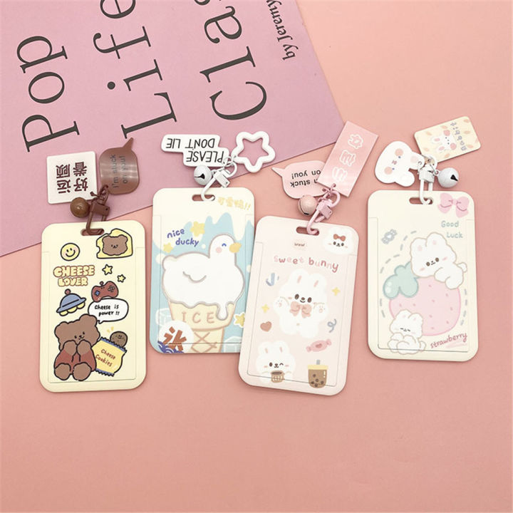 Cartoon Card Holder Bank ID Card Case Credit Card Lanyard Students Bus Card Cover Identity Badge Cards Holder