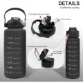 3 in 1 Motivational Water Bottle, Spirit GYM Gallon with Time Marker Large Capacity, Leakproof BPA Free Fitness Sports Water Bottle. 