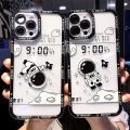 Moxmo Cute Space Astronaut Transparent Back Cover For iPhone 15 14 13 12 11 Plus Pro Max Mini XS Max XR X 8 7 SE 2020 Lens Protective Case ShockProof Soft Bumper Phone Case Mars NASA TPU. 