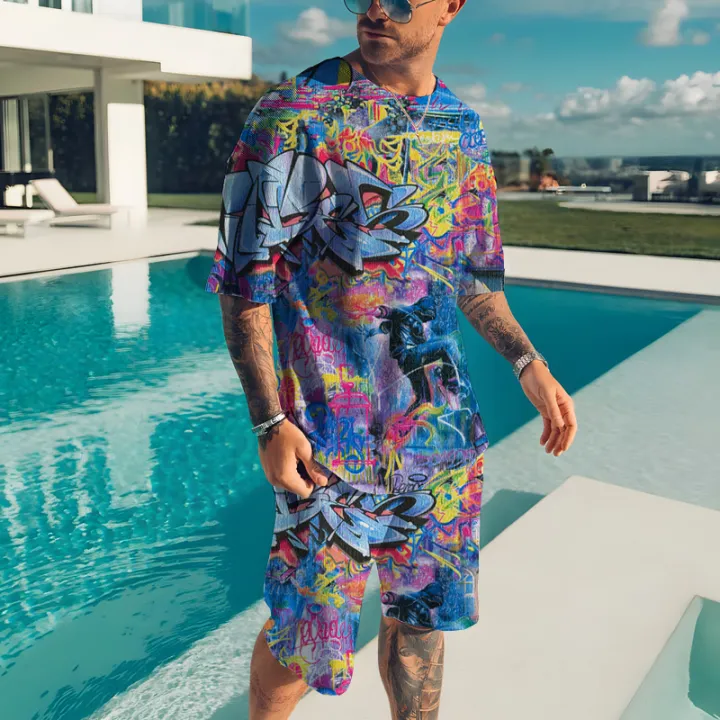 Summer%20New%20Fashion%202%20Piece%20Activewear%20Men%20Oversized%20Clothes%20Vintage%20Beach%20Style%203D%20Print%20T%20Shirts%20Men%20Suits%20T%20Shirt%20Shorts%20-%20Image%202