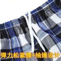 Cotton Summer Beach Pants Loose Casual Knee Length plus Size Pajama Pants Plaid Shorts Quick-Drying Large Trunks Home Wear-Resistant. 