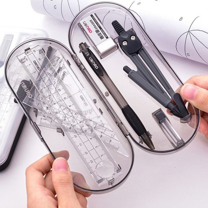 8pcs/set Geometry Compasses Ruler Protractor, Drawing Math Study Tool ...
