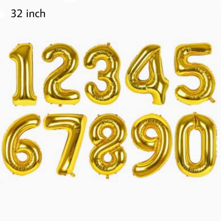 80CM / 32inch GIANT GOLD foil Number BALLOONS, Birthday Party, Anniversary, Wedding Balloon