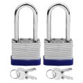 2 Pack Padlocks with Keys Shackle Padlocks Long Lock Heavy Duty Key Padlock Weatherproof Locks for Garden Shed Garage. 