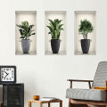 3 Sheets Green Plant Potted Plant Wall Sticker 3D False Window Wall Decals SEVICH. 