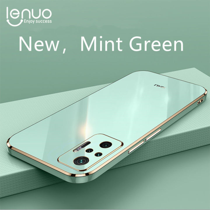 Lenuo Luxury 6D Plating Soft Casing Silicone Square Frame Phone Case For Xiaomi Redmi Note 10 Pro 4G / Redmi Note 10 Pro Max Phone Case Shiny Bling Back Cover Coque