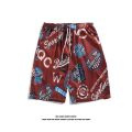 Hawaiian Quick-Drying Thin Floral Shorts Men's Hong Kong Style Loose-Fitting Loungewear Casual Shorts Korean Style Seaside Couple's Cropped Pants. 