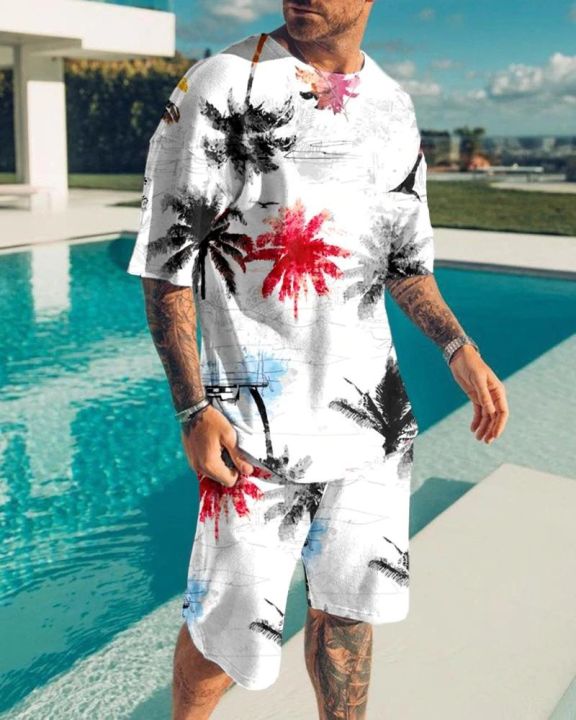 Hawaii%20Men's%20Clothing%202%20Piece%20Set%20Sports%20Suit%20Oversized%20T-shirt%20Hip%20Hop%20Swimming%20Pants%203D%20Streetwear%20Casual%20Tracksuit%20-%20Image%204