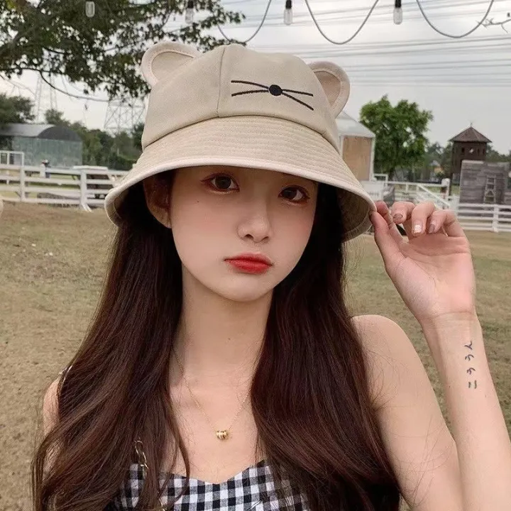 Korean%20Cute%20Cartoon%20Women%20Girls%20Bucket%20Hat%20Spring%20Summer%20Kawaii%20Beach%20Sun%20Visor%20Hats%20Wide%20Brim%20Solivd%20Cotton%20Panama%20Cap%20-%20Image%204