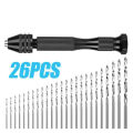 26pcs Mini Micro Hand Drill Bits Set High Hardness Rust-resistant Manual Drill Pin Vise Chuck Diy Tool Set specification. 